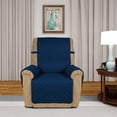 thumbnail image 2 of Housse de Sofa Inclinable Matelassée Réversible, Protège-Meubles Résistant à l'Eau, Housse de Canapé Lavable avec Sangles Élastiques pour Enfants, Chiens, Animaux (Fauteuil Inclinable, Bleu Marine/bleu Marine), 2 of 7