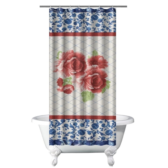 Boho Style Shower Curtain Pioneer Floral Vintage Retro Shower Curtain for Bathroom Home Decor Bathtubs Waterproof Fabric Curtain with 7 Hooks 36x72in