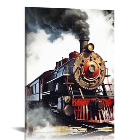 Shiartex Construction Truck Wall Art Boys Wall Decor Watercolor Train Posters Prints Colorful Pictures Kids Bedroom Toddler Home Decorations Transportation Paintings for Nursery 16x20 in/12x16 in