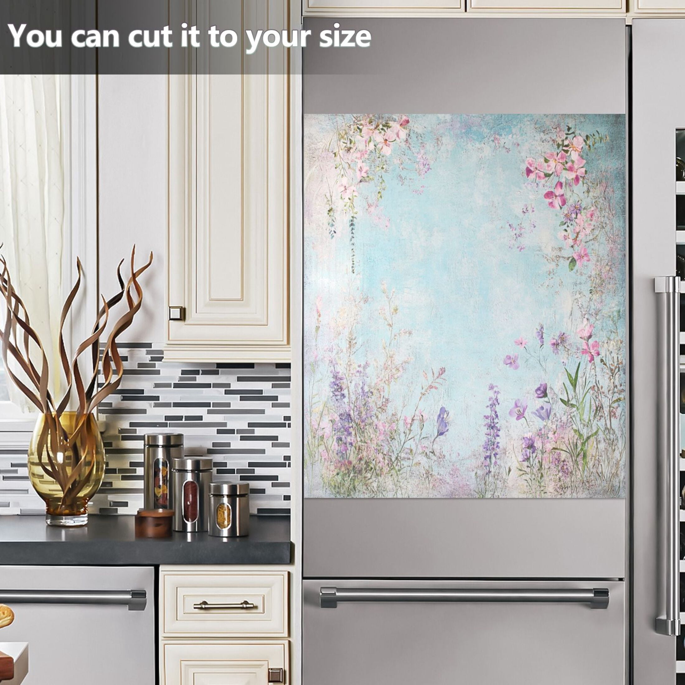 Dishwasher Magnetic Sticker 23x26 Inch Refrigerator Magnetic Sticker Washing Machine Magnetic Sticker Kitchen Panel Magnetic Sticker Home Decor Cool Cartoon Colorful Flowers