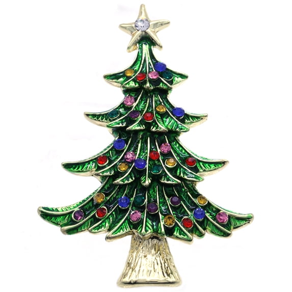 SoulBreezeCollection Merry Christmas Tree Brooch Pin Winter Fashion Charm
