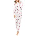 thumbnail image 3 of MODA NOVA Junior's Printed Long Sleeve Winter Flannel Pajama Sets Small Strawberry printed, 3 of 7