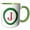 Green/White, variant on 3drose, Christmas Wreath Monogram J Red Initial, Sm3dr, 11oz Mug