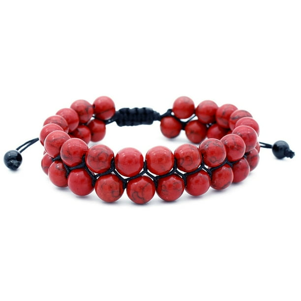 Pulseras para mujer, regalos para mujeres, hombres y mujeres, pulsera elástica de ágata de piedra natural con cuentas dobles de chakras de 8 mm, pulsera de ágata