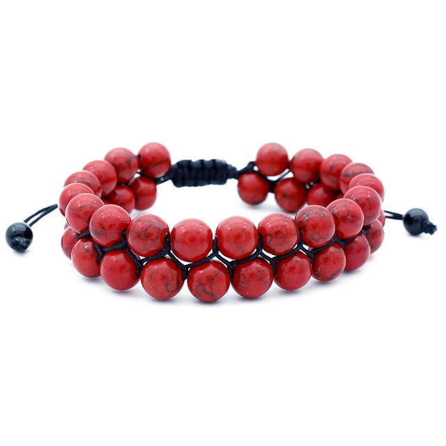 Pulseras para mujer, regalos para mujeres, hombres y mujeres, pulsera elástica de ágata de piedra natural con cuentas dobles de chakras de 8 mm, pulsera de ágata
