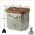 thumbnail image 3 of Traveler Steamer Trunk, Storage Ottoman, Lift up Cozy Cushion Top, Faux Brown Leather Tufted Top, Rubbed Iron With Vintage Detailing, 20 1/2 L x 14 1/2 W x 18 1/2 H Inches, 3 of 7