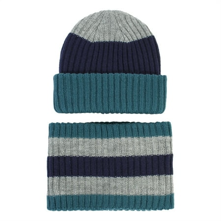 

Hat For Kids Toddler Kids Boys Girls Beaniess Hat Scarf Set Winter Warm Cute Striped Knit Cap Neck Warmer