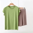thumbnail image 4 of Bxsruta Womens Pajama Set Crew Neck Short Sleeve Sleepwear Casual Loungewear Shorts Outfit, 4 of 5