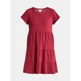 thumbnail image 4 of Time and Tru Women's Tiered Cotton Dress with Short Sleeves, Sizes XS-XXXL, 4 of 4