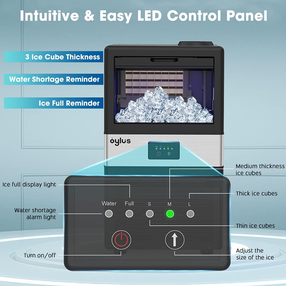 Oylus 26 Lb. Daily Production Cube Clear Ice Portable Ice Maker & Reviews