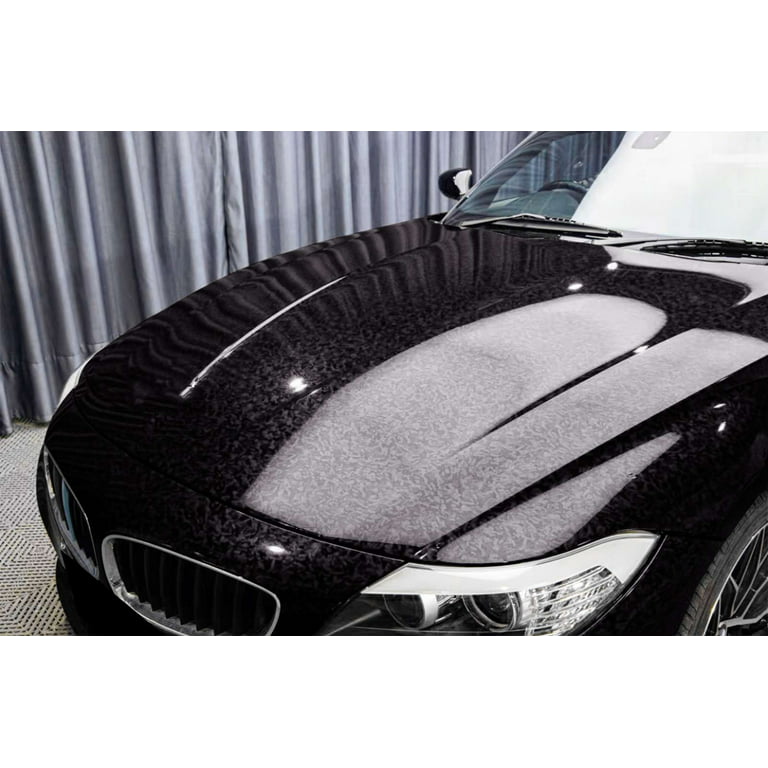 PET Marble Forged Carbon Fiber Textured Gloss Black Vinyl Wrap Auto Car  Sticker Decal Film Sheet Bubble Free Air Release Technology 