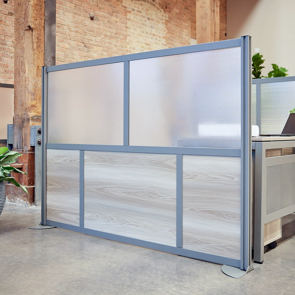 NBF Office Partitions - Cubicle Privacy Panel Wall Divider - Modern Room Separator with Quick Assembly - Indoor Laminate Free Standing Portable Room Divider Panel - 52" H x 73" W (Dark Walnut)