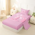 thumbnail image 2 of Feelyou Bow Letter D Twin Sheet Sets for Girls, Pink Stripes Line Bedding, 3 Pieces, 2 of 5