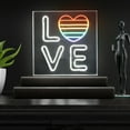 thumbnail image 4 of LOVE 15" Square Contemporary Glam Acrylic Box USB Operated LED Neon Light, White/Rainbow, 4 of 7