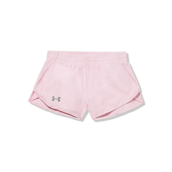 Pantalones cortos Under Armour Fly by Prime para niñas, color rosa y blanco, talla M
