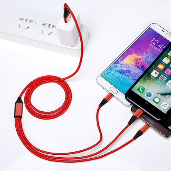2021 AUST iPhone/Samsung Charger Cable 3 in 1 Micro USB/USB Type C/Lightning Charging Cable Red