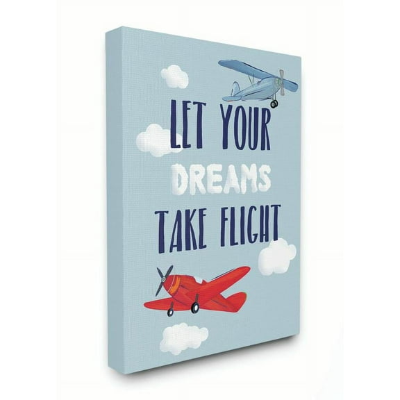 The Kids Room by Stupell Let Your Dreams Take Flight Airplanes Canvas Wall Art by Sweet Pea Studio