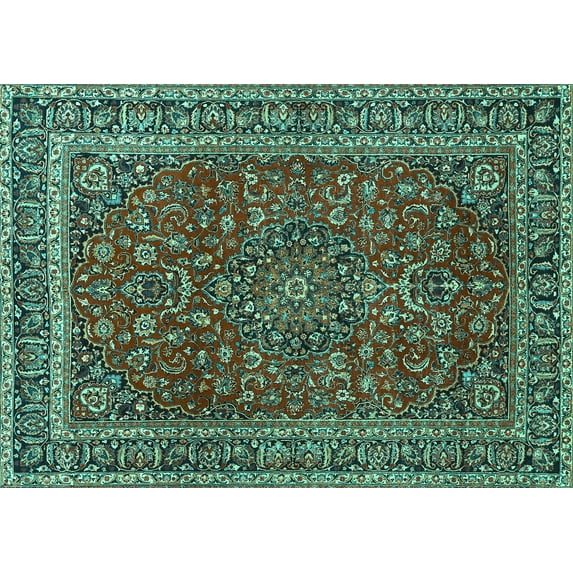 Ahgly Company Indoor Rectangle Persian Turquoise Blue Traditional Area Rugs, 5' x 8'