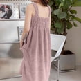 thumbnail image 7 of Women's Spaghetti Strap Sleeveless Terry Bath Dress High Absorbent Dual Side Pockets for Bathroom Shower Indoor Lounging Pink Free Size, 7 of 7