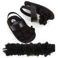 thumbnail image 4 of Sandalias de verano para bebés y niñas de cuero de PU Casual con volantes antideslizantes suela suave zapatos para caminar recién nacidos con diadema 0-18 meses, 4 of 4