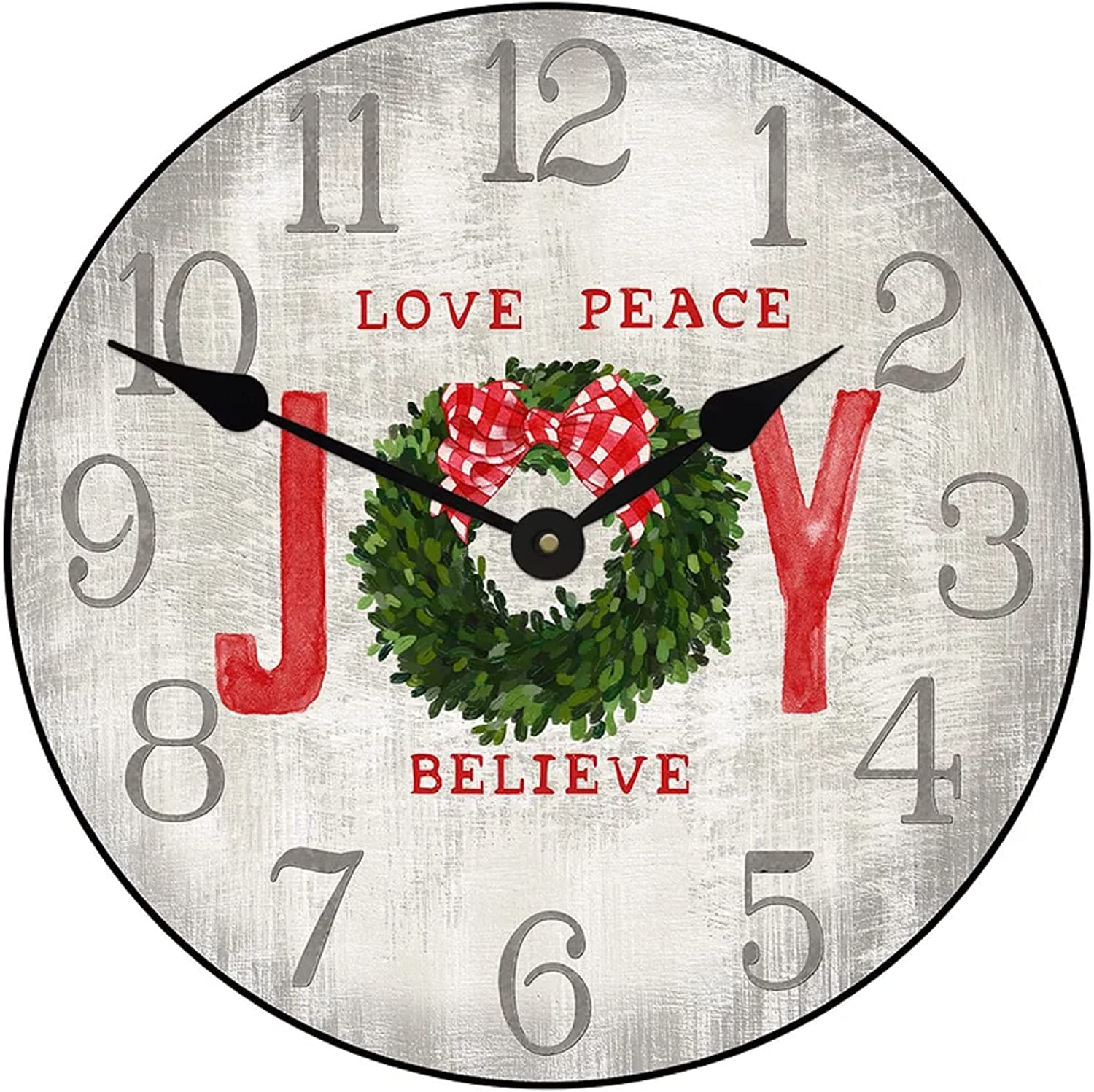 Joy Christmas Wall Clock Beautiful Color, Silent Mechanism, Made in