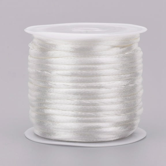 1roll Nylon Cord Satin Rattail Cord for Beading Jewelry Making Chinese Knotting White 1mm about 32.8 yards(30m)/roll