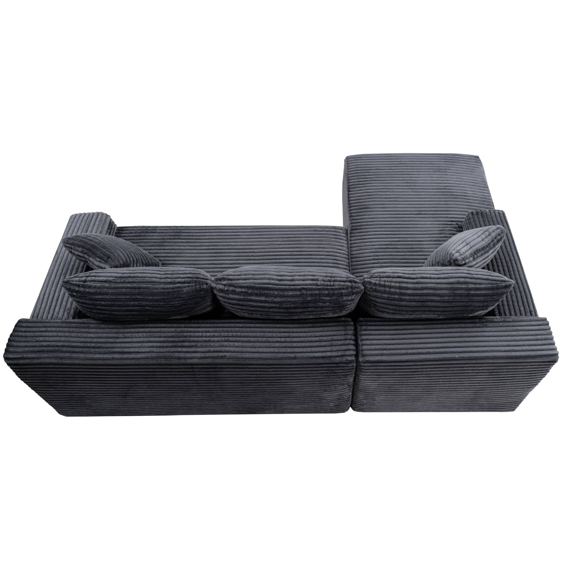 106 inch L Shape Cloud Couch Modular Sectional Sofa Corduroy Boneless Sofa Couch with Chaise, No Assembly Sofa for Living Room, Grey