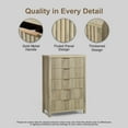 thumbnail image 5 of OAKHAM 5 Drawer Dresser, Fluted Vertical Chest of Drawers for Bedroom Living Room, Sunwashed Ash Oak, 5 of 7