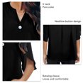 thumbnail image 4 of Tops de verano para mujer, cuello en V, media manga, exquisito color puro, elegante, blusa informal para mujer, para fiesta, oficina, salida, negro M, 4 of 5