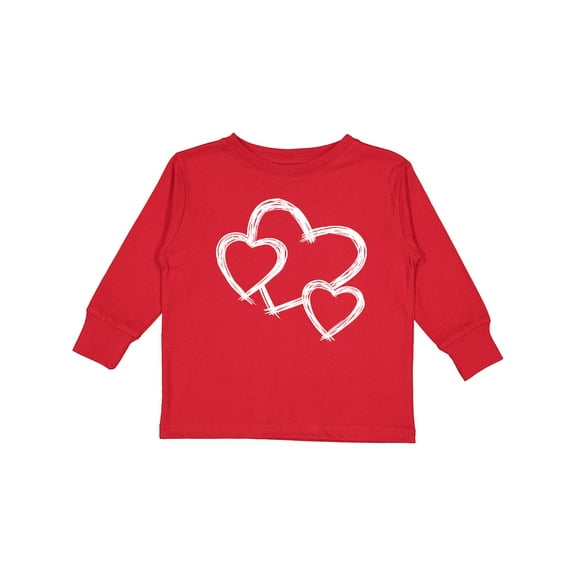 Inktastic Three White Hearts Boys or Girls Long Sleeve Toddler T-Shirt