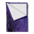 thumbnail image 2 of Tree Soft Flannel Fleece Throw Blanket, Oak Tree at Sunset Snowy Field Wintertime Nature Landscape Wilderness Scene Print, Cozy Plush for Indoor and Outdoor Use, 60" x 80", Purple Black, by Ambesonne, 2 of 5