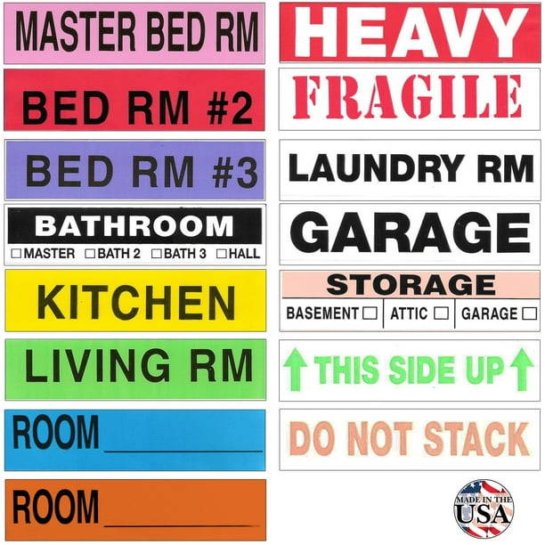 TagARoom Moving Labels Color Coded (800 Count), 34 Bedroom Home Pack
