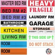 Tag-A-Room Moving Box Labels Color Coded (800 Count), 3-4 Bedroom Home Pack, Bundle