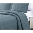 thumbnail image 3 of Chezmoi Collection Kingston Queen Size Bedspread Set, 3-Piece Blue Oversized Quilted Microfiber Lightweight Bedspread Coverlet (100"x106"), 3 of 9