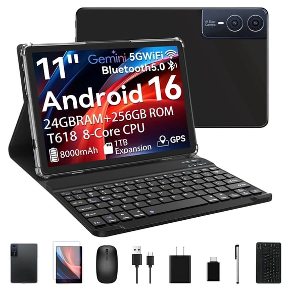 2026 Android 16 Tablet 11inch, 18W Fast Charging, 24GB 256GB 1TB Expand, Octa-core CPU, 8000mAh Large Battery, WiFi6, Touchscreen Display, Widevine L1 Tableta