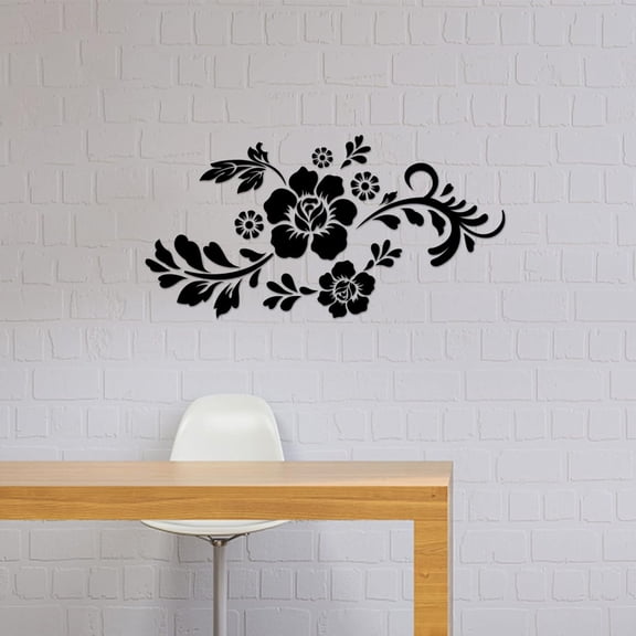 Flowers and Leaves Acrylic Wall Stickers Floral Pattern Mirror Decor Stickers DIY Wall Decals for Living Room Bedroom Bathroom Office Kitchen 1pc