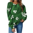 thumbnail image 3 of Felirenzacia St. Patrick’s Day Women’s Sweatshirt Shamrock Print Pullover Tops Festive Green Holiday Shirt Cozy Fleece Daily Outfit, Green,L, 3 of 7