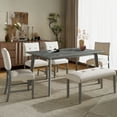 thumbnail image 3 of Harper & Bright Designs Rustic Dining Table Set for 6 with Bench, 6 Pieces Rectangle Wood Kitchen Table Set with 4 Upholstered Chairs and Bench for Dining Room, Gray, 3 of 17