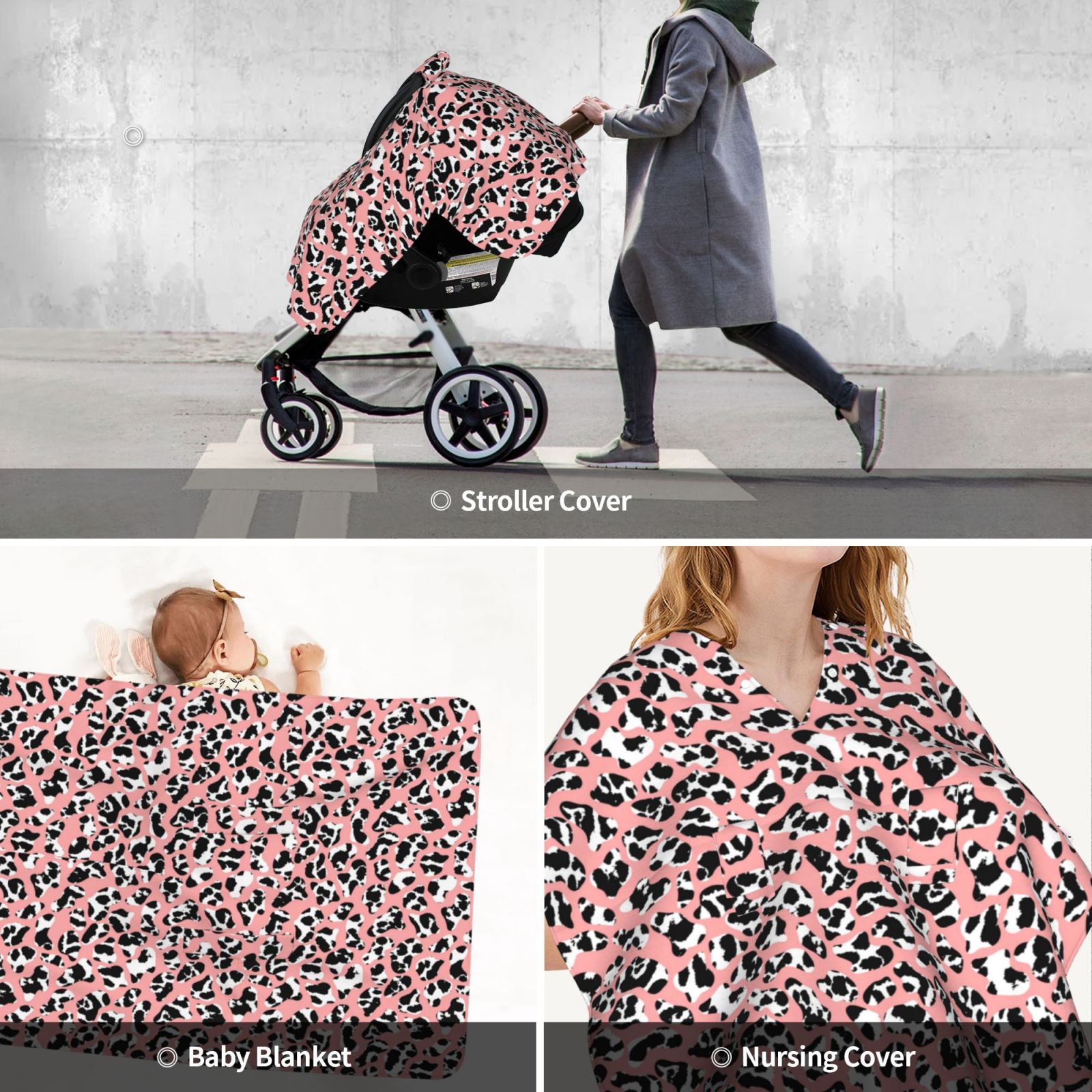 Car Seat Cover Baby - Cow Animal Skin Breathable Infant Car Seat Cover for Baby Carseat, Lightweight Comfort Baby Essentials Must Haves Newborn Stuff for Girl Boy