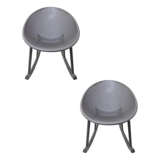 Juego 2 Sillas Mecedoras Galerias El Triunfo Plastico Gris Diseño Huevo