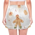 thumbnail image 3 of Women's Satin Pajama Shorts Gingerbread Men and Candies with Pockets, Elastic Waist Sleep Lounge Shorts, 3 of 7