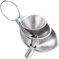 thumbnail image 5 of Embudos pequeños, paquete de 3 mini embudos de metal de acero inoxidable para alimentos con juego de cepillos de limpieza para llenar botellas, uso en la cocina, (1.78/2.16/2.95 in), 5 of 5