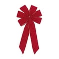 thumbnail image 3 of Red Velvet Outdoor Christmas Bows by Independence Bunting. 3-Pack! 6 Loop Gold Purl Edge Xmas Holiday Bows Home Decor - 9" Bow with 11" Tail. Free Shipping Available!, 3 of 5