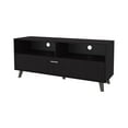 thumbnail image 3 of Cterwk Tv Stand for TVs up to 55", TV Cabinet with 1 Door and 2 Open Shelves, Modern Entertainment Center for Living Room, Dark Brown, 3 of 8