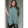 thumbnail image 5 of Women'S Loose Dropped Shoulder Short Sleeve Pullover Sweater Blue L, 5 of 7