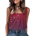 thumbnail image 2 of HEILAU Independence Day Shirts for Women American Flag Graphic Tees Sleeveless Tank Top Vest Ruffled Square Neck Printed Shirt 2025 Summer Casual Loose Cute T Shirt Summer Tops, 2 of 8