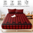thumbnail image 5 of Twin Sze Fitted Sheet Set - Red Black Plaid 2 Piece Bedding Sets 16" Deep Pocket Fitted Sheet with 1 Pillowcase, Country Vintage Star Abstract Gingham Brushed Microfiber Hotel Luxury Bed Sheets, 5 of 9