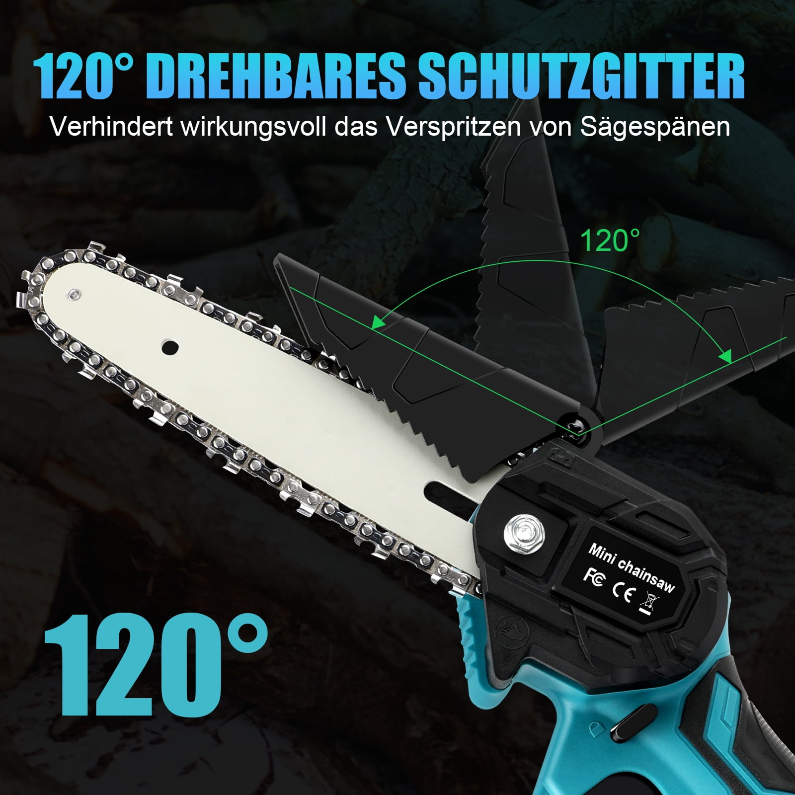 LabTEC 4+6inch Mini Chainsaw with 2PCS 5500mAh Batteries and Charger,Elcctric Cordless Chainsaw Set with Security Lock for Wood Cutting Tree Pruning Trimming, Blue