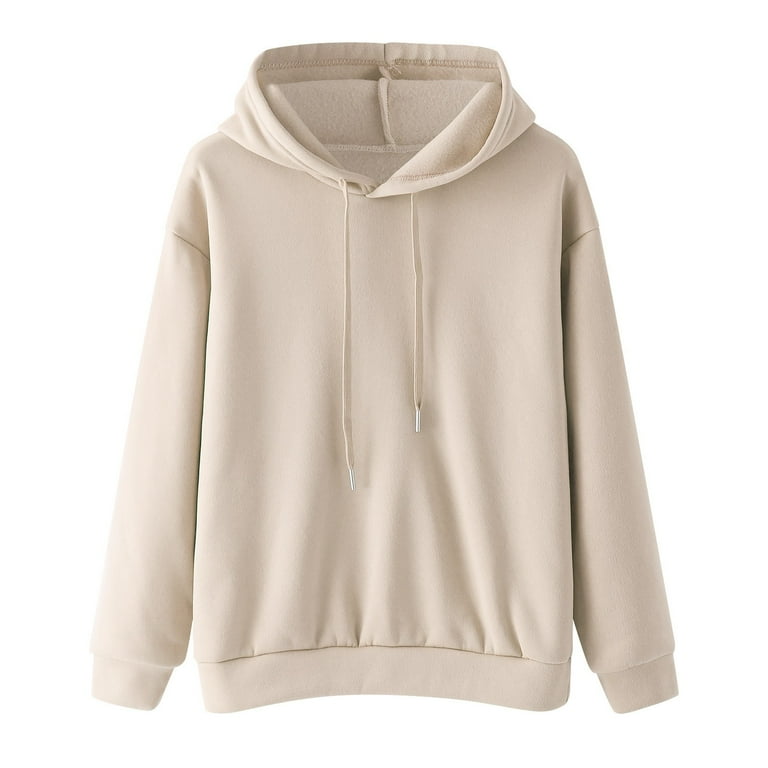 Aayomet Hoodies For Women Graphic Design Womens Winter Hoodies Warm Sherpa  Lined Pullover Hooded Sweatshirt,Beige XXL