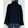 thumbnail image 4 of SSLR Oversized Sweaters for Women Turtleneck Sweater Drop Shoulder Knit Long Lantern Sleeve Pullover Sweater, 4 of 8